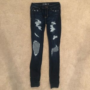 Hollister Dark Blue Distressed Jeans